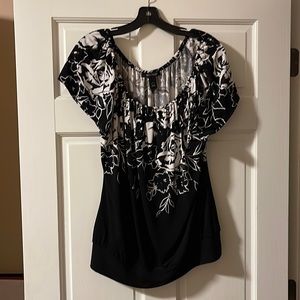 Black and white floral blouse